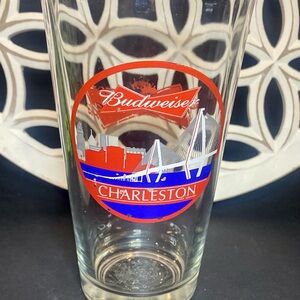 Budweiser Glass Featuring Charlestons Cityscape and Ravenel Bridge